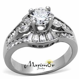 Anello di fidanzamento da donna AAA zirconi cubici argento acciaio inox taglia 5-10 - Foto 1 di 7