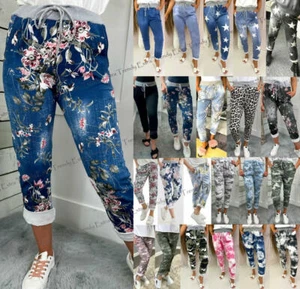 Womens Floral Print Turn Up Summer Bottoms Trousers Ladies Italian Joggers Pants - Picture 1 of 67