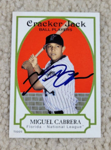 2005 Topps Cracker Jack Miguel Cabrera On Card Auto FLorida Marlins # 109