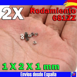 2x Micro Rodamiento 681ZZ 1X2X1mm en acero al carbono de alto grado - Imagen 1 de 2