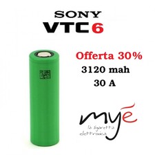 BATTERIA SONY Konion IMR VTC6 3120mah 30A Originale (VTC5 VTC5a) ITALY