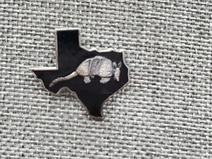 Vintage Black Enamel Texas Silver tone Armadillo  Lapel Pin Vest Collectible EUC - Picture 1 of 5