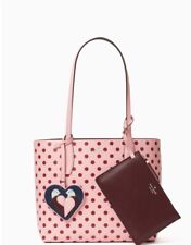 NWT Kate Spade Arch Love Birds Reversible Tote Polka Dot Leather RP $299 Pink