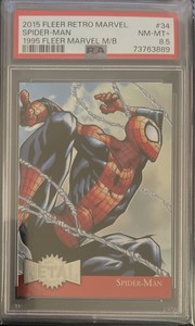 2015 Fleer Retro Marvel Metal Blaster #34 Spider-Man PSA 8.5 🔥RARE🔥