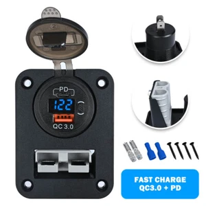 For Anderson Plug Flush Mount Panel Bracket 50A 50Amp w/ Fast Charge Type-C+USB - Picture 1 of 11