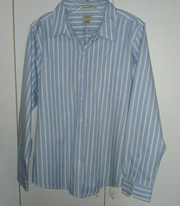 L.L. BEAN KNITTERARMES LS BLAU/WEISS GESTREIFTES HERRENHEMD - 100 % BAUMWOLLE - Bild 1 von 4
