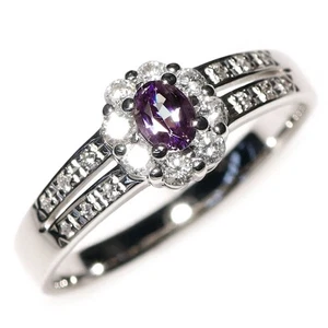 Rare Pt900 Alexandrite Diamond Ring 0.26ct D0.33ct - Auth free shipping from Ja - Picture 1 of 4