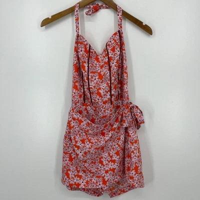 Mameluco Land of The Free para mujer talla M naranja estampado floral halter sin mangas Foto 1 de 4