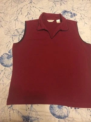 Camisa esportiva feminina POLO tênis sem mangas golfe Ping TAMANHO XL acabamento borgonha/preto - Imagem 1 de 4