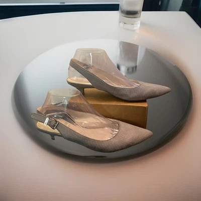 ANNE KLEIN Expert Mujer 8.5 M Tacón Gatito Hebilla Eslinga Gris ** Foto 1 de 4