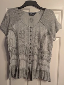 Joe Browns jade green blouse top BNWOT XXL embroidery and sequin trim - Picture 1 of 12