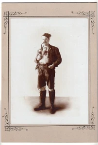 Man in Lederhosen Bavaria Costume Fashion Bavaria Boy w. Leather Trouser CDV ~ 1910 - Picture 1 of 2