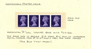 1967. SG729ev. U9. 3d bluish violet sideways coil x 4. Fine MNH and scarce! - Picture 1 of 1