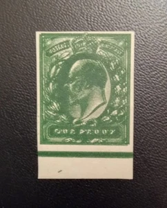 ED VII 1d DEEP GREEN PLATE PROOF TRIPLE IMPRESSION - Picture 1 of 2
