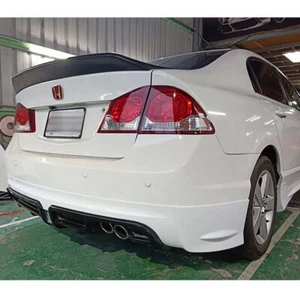 Matte Black FOR Honda Civic 8th 4D Sedan Hellaflush Rear Trunk Spoiler FRP 06-11 - Picture 1 of 11