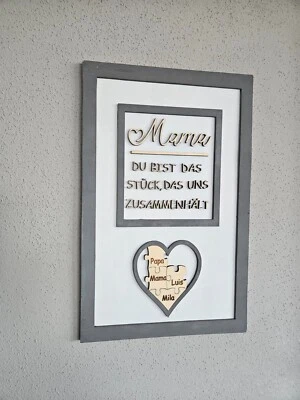 Persönliches individualisiertes Muttertags Geschenk aus Holz gelasert - Bild 1 von 4