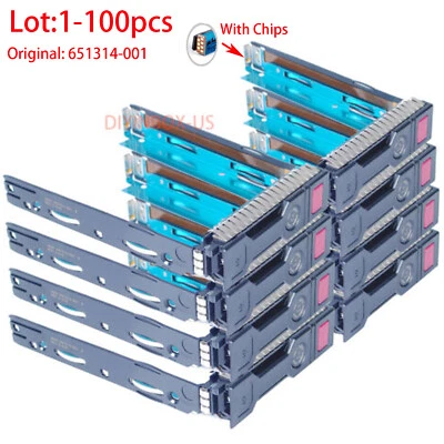 Lot Genuine HP 3.5"LFF HDD Tray Caddy DL380 DL360, G8 G9 651314-001 With Chips - Image 1 of 4
