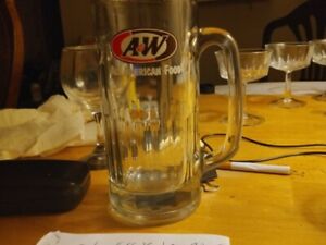 Vintage A&W Root Beer Heavy Dimpled Glass Mug 6" AW 1970s Rare USA Map Logo