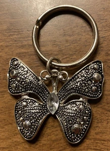 Vintage Butterfly Metal Bling Decorative Women's Fashion Keychain Fob Faux Gem - Imagen 1 de 10