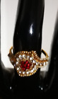 Indian Rhinestone Gold Tone Ring Women Vintage Cocktail Preowned Used Bollywood