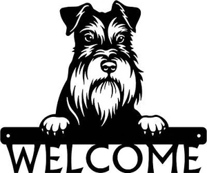 Miniatur Schnauzer detailliertes Hundegesicht Willkommensschild oder individueller Name - Bild 1 von 13