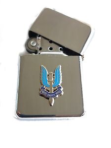 SAS Special Air Service Chrome Plated Windproof Petrol Lighter in Gift Box