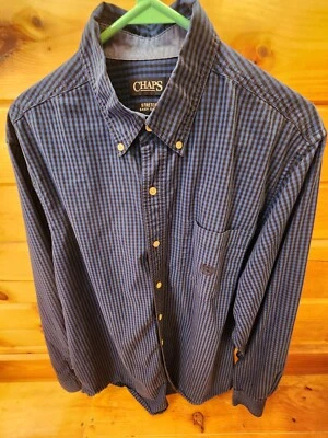 Camisa de vestir de sarga elástica de fácil cuidado grandes para hombre rayas azules/negras Foto 1 de 3