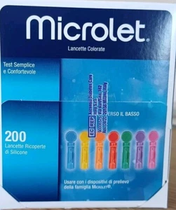 200 Microlet Lanzetten/Stechhilfen zur Blutgewinnung bunt haltbar bis 10/2027 - Bild 1 von 1