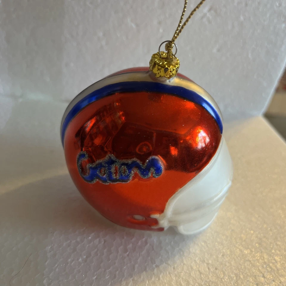 University Of Florida Gators  Glass Christmas Ornament Football Helmet 3" No Box - Image 1 of 4
