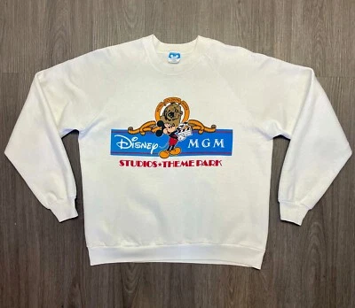 Vintage 1980’s Disney MGM Studios Theme Park Mickey Mouse Sweatshirt White XL - Image 1 of 4
