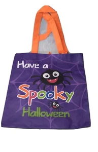 Schwarze Spinne Halloween Trick or Treat Tasche leicht wiederverwendbar Tragetasche 12 x13 Zoll - Bild 1 von 5