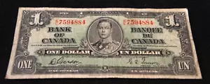 1937 Bank of Canada banconota da 1 dollaro in buone condizioni BELLA VECCHIA banconota da collezione! - Foto 1 di 2
