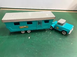 Vtg Nylint No. 6600 Teal Pressed Steel Mobile Home Camper Truck Teal 60's Toy - Picture 1 of 20
