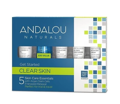 Andalou Naturals 5 PIECE GIFT SET GET STARTED CLEAR SKIN ARGAN STEM CELLS RENEW - Image 1 of 3