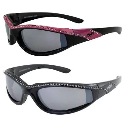 Óculos de sol feminino Global Vision Marilyn 11 armação preta + rosa lentes espelhadas - Imagem 1 de 4