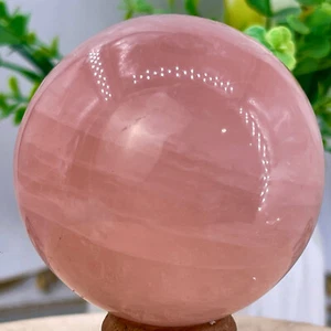 243G Natural Pink Rose Quartz Sphere Crystal Ball Decor Reiki Healing - Picture 1 of 23
