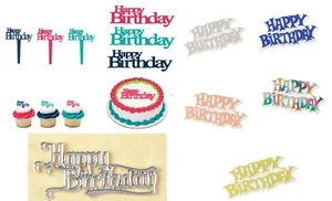 Happy Birthday Cake Toppers Decoration  Cupcake Sign LayOn Deco pic ALL COLOURS - Picture 1 of 31