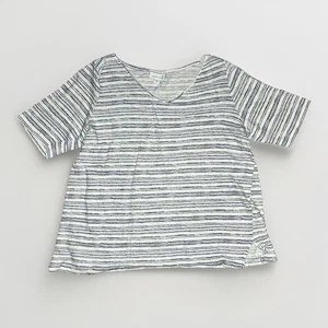 Camiseta para mujer J. Jill Love de lino manga corta a rayas de lino mediana - Imagen 1 de 3