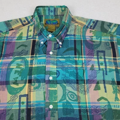 Vintage Native Habitat Planet Earth Hawaiian Shirt Mens Large L Geometric - Image 1 of 4