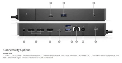 Estación de acoplamiento Dell Dock WD19TB USB-C con cable - negra, envío rápido desde CA Foto 1 de 4