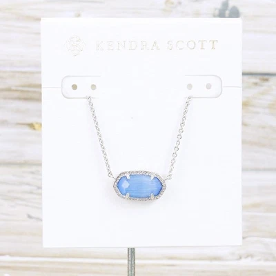 Nuevo con etiquetas Collar Colgante Kendra Scott Elisa Ojo de Gato Periwinkle Plateado Foto 1 de 4