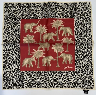 "Jim Thompson Pañuelo Rojo Seda Servilleta Mini Bufanda Elefante Bolsillo Cuadrado 18""" Foto 1 de 4