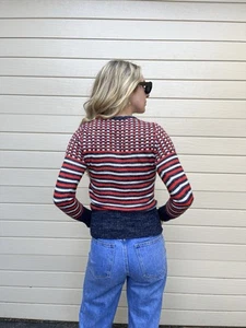 Vintage 60s wool blend fitted striped jumper/pullover. Excellent Condition. - Picture 1 of 7