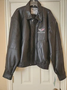 NEW Corvette Leather Jacket Mens XL Black Full Zip Genuine GM Chevy NWT - Picture 1 of 2