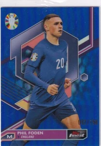 Topps Finest 2023 UEFA Euro No. 26 Phil Foden Blue Refractor 92/150 - Bild 1 von 2