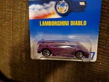 1991 Hot Wheels Blue/White Card #227 LAMBORGHINI DIABLO Purple w/Chrome 5 Spokes