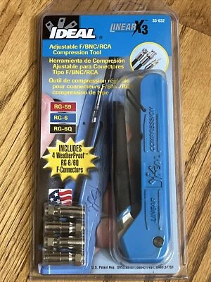 IDEAL INDUSTRIES INC. 33-632 LinearX3 Coax Adjustable F/BNC/RCA Compression Tool - Image 1 of 4