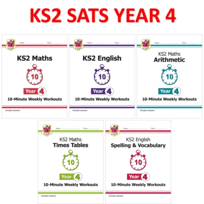 KS2 Year 4 Maths English 10 Minute Weekly Workouts 5 Books Bundle with Answer - Image 1 of 4