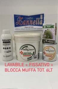 ANTIMUFFA LAVABILE SANAX+BLOCCAMUFFA SANIFICANTE +FISSATIVO IDROPITTURA 6 LT TOT - Foto 1 di 11