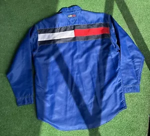 Vintage 90’s Tommy Jeans Hilfiger Cobalt Blue Windbreaker Jacket Men’s Size L - Picture 1 of 8